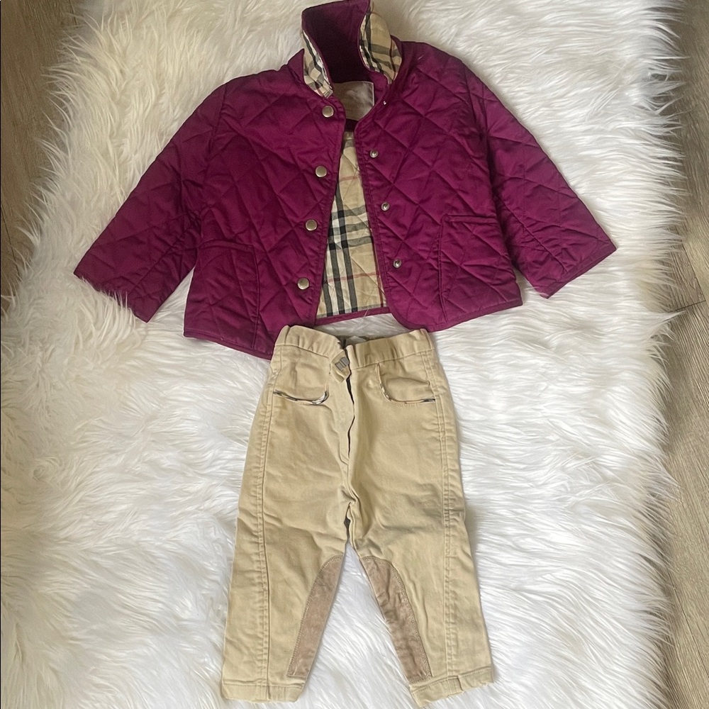 Burberry Kids Matching Set - Burgundy and Beige